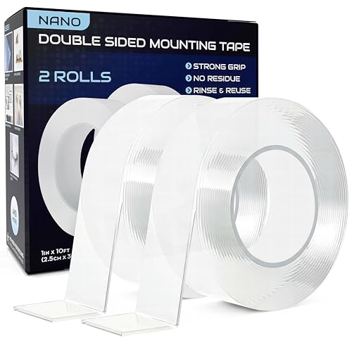 Lockport Nano Tape – Heavy Duty Double Sided Mounting Tape – Strong Grip, Removable & Reusable – 20 or 40 Feet of Clear Gel Tape for Hanging on Wood, Tile, Plastic & Metal Surfaces