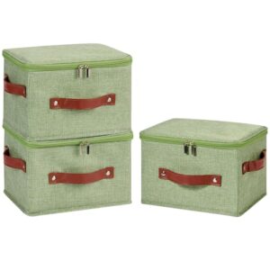 LOLUVIZCO 3PCS Storage Bins Boxes with Zippered Lid Decorative Baskets