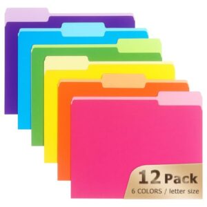 LONGKEY 12 Pack File Folders, Manilla Folders 8.5 x 11