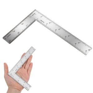 L Shaped Ruler, 4 X 6 Inches Stainless Steel L Ruler Right Angle Rulers for Engineer & Carpenter, Right Angle (Silver)