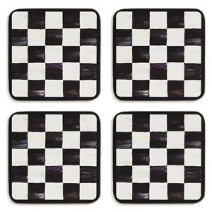MACKENZIE-CHILDS Square Coasters Set, Black-and-White Courtly Check