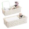 Macrame Storage Baskets Boho Decor Gift Box Woven Toilet Paper Basket with Wood Handles Home Decorative Baskets for Organizing on Shelf Cabinet Countertop Livingroom - Set of 2