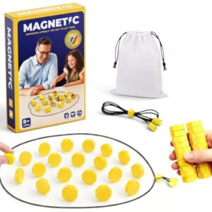 Magnetic Chess Game with 20 Stones & Adjustable Rope, Magnet Game with String, Magnetic Strategy Board Game for Family Game Night, Portable Travel Tabletop Puzzle Game for Kids & Adults