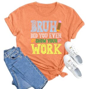 MAIHUN Math Teacher Shirt:Funny Math Teacher Shirts Women Teaching Tshirt Teacher Life Tee Top Orange