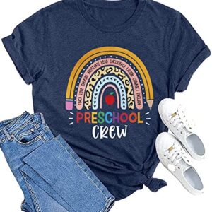 MAIHUN Womens Preschool Teacher Shirts Preschool Crew Rainbow Tshirt Teacher Life Short Sleeve