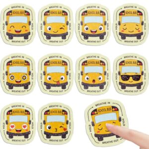 Marspark 120 Pcs Back to School Bus Anxiety Sensory Stickers Bulk Textured Sensory Strips with 10 Different School Bus Patterns Deep Breathing Calm Stickers for Teachers Supplies Classroom Decoration