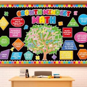 Math Bulletin Board Classroom Decorations Mathematics Tree Cutouts Growth Mindset Math Bulletin Board Set for Back to School Teacher Chalkboard Wall Door Decor