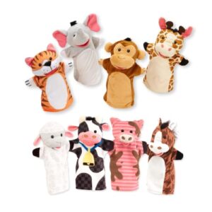 Melissa & Doug Animal Hand Puppets 2-Pack 8-Piece Pretend Play Set