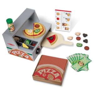 Melissa & Doug Top & Bake Wooden Pizza Counter Pretend Play Set