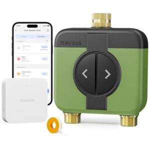 meross WiFi Water Timer for Garden Hose, Rain Skip, Remote Control, IP65