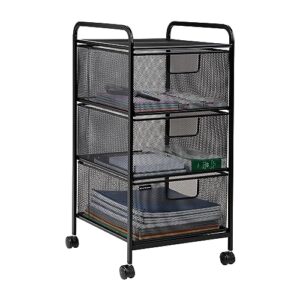 Mind Reader Office Storage Organizer with Mesh Drawers and Optional Wheels, Desktop and Under Desk Use, Metal Mesh, Black