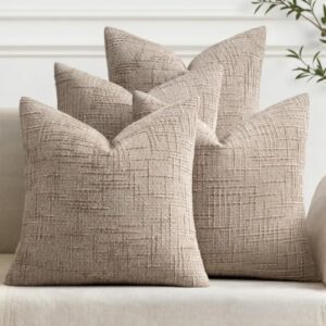 MIULEE Texture Chenille Decorative Throw Pillow Covers Oatmeal 20x20