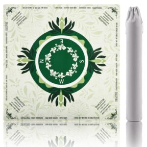 MJDYTYT American Mahjong Table Mat with Printed Rules, 31.5 x 31.5 Inch, Non-Slip Noise-Reducing Cover for Mahjong, Dominoes, Poker, Card and Board Games (Green)