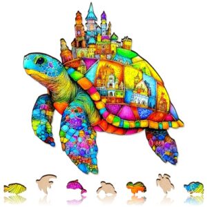 Mocfesk Sea Turtle Wooden Puzzle, 190 Piece Animal Jigsaw Puzzle