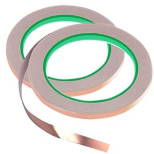 monochef 2pcs Copper Tape with Double-Sided Conductive Copper Foil Tape Self Adhesive EMI Shielding Stained Glass Supplies Soldering Electrical Repairs Paper Circuits Grounding, 1/4inch