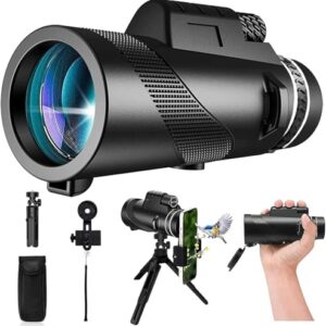 Monocular-Telescope 80x100 High Power Telescope for Adults High Definition Monocular with BAK4 Prism Smartphone Adapter for Bird Watching Wildlife Hunting Travel Camping Hiking