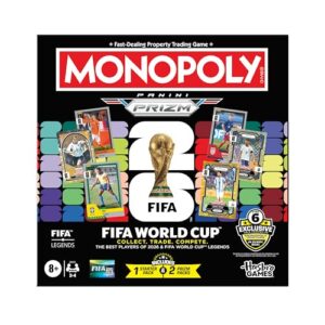 Monopoly Panini Prizm: FIFA World Cup Game I Soccer Board Game with Monopoly Panini Prizm FIFA World Cup 2026 Trading Cards I Ages 8+