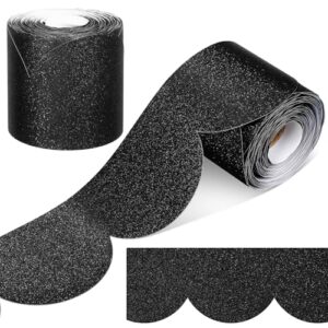 Mooliwe 65.6 ft Black Glitter Bulletin Board Borders Scalloped