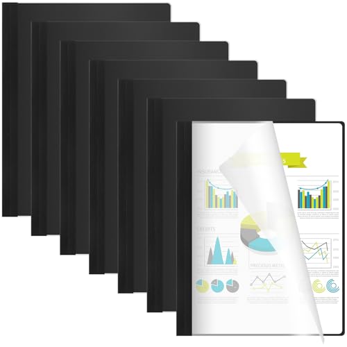 MotiMind 10 Pcs Thermal Binding Covers, 8.5 x 11 Inch Letter Size, 1 Inch Spine Holds 240 Sheets, Clear Front Paper Back Report Cover Suitable for Schools Offices Presentation(Black)