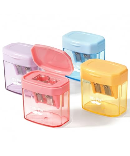 Mr. Pen- Manual Pencil Sharpener, 4 Pack, Colorful, Dual Holes | Compatible with Standard and Jumbo Pencils, Snap-on Lid, Colored Handheld Pencil Sharpener for Artists, Classroom