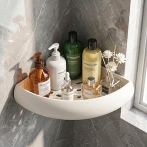 NEREGUSTAR Shower Caddy Hanging, Never Rust Shower Organizer Hanging, Aluminum Shower Racks for Inside Shower with Hooks for Razor, Bathroom Organizers and Storage with Soap Holder, White