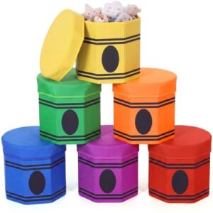Novabright 6 Pcs 12 Inch Classroom Crayon Theme Storage Stool Ottoman
