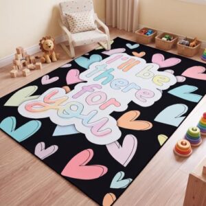 Nuanchu Calming Corner Classroom Rug I'll Be There for You Kids Playroom Rug School Educational Soft Carpets 5 X7 ft Large Washable Classroom Mat with Rubber Backing for Nursery Homeschool Elementary
