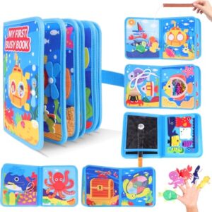 Ocean Busy Book for Toddlers 1-3 Montessori Toys Busy Board for 1 Year Old Boy Gifts Girl Toys Educational Learning Quiet Activity Books Toddler Easter Basket Stuffers Travel Toys Sea Animals