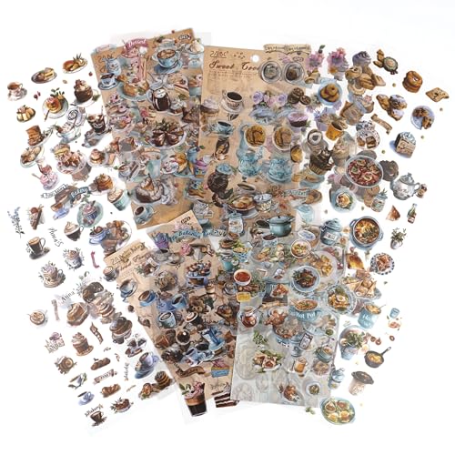 OKUPAN 400PCS Food Stickers for Journaling & Scrapbooking – Coffee, Dessert, Donut, Cookie, Bread, Ice Cream & Hotpot Stickers for Planners, DIY, Cards & Junk Journals