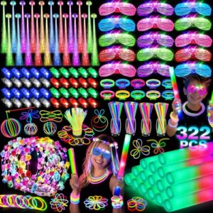 OLUPP 322Pcs Glow in the Dark Party Supplies, Kids Halloween Party Favors