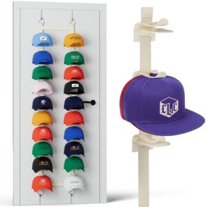 Over-the-Door Closet Organizer for 40 Baseball Caps, Beige Hat Organizer