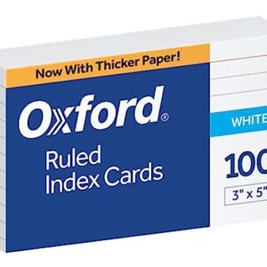 Oxford Ruled Index Cards, 3" x 5", White, 100-Pack (31)