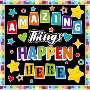 party greeting Amazing Things Happen Here Bulletin Board Welcome Amazing Bulletin Board Decoration Set Inspirational Welcome Back To School Cutouts Decorations Classroom Wall Decor