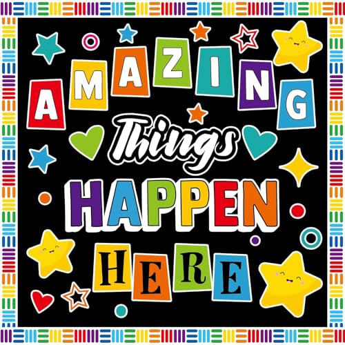 party greeting Amazing Things Happen Here Bulletin Board Welcome Amazing Bulletin Board Decoration Set Inspirational Welcome Back To School Cutouts Decorations Classroom Wall Decor