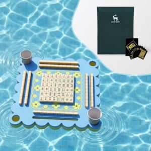 PCTOMU Floating Mahjong Table for Pool, Double Side Float Board with Playing Cards for Mahjong Poker Scrabble Dominoes Card Games Pool Mahjong Floating Tray Adult for Hot Tub Lake Summer Beach