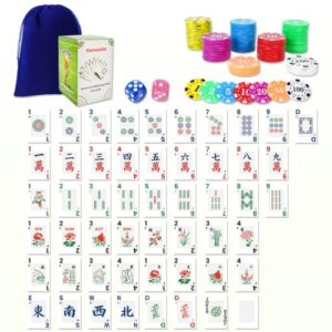 Penveda 2026 American Mahjong Cards 166 Pcs – Large Print Set with 80 Chips & 2 Dice, Complete American Mahjong Card Game Kit for Travel, Seniors & Beginners – Includes 4 Instruction Manuals
