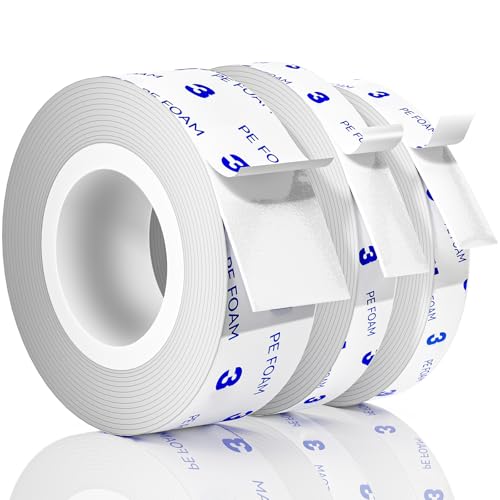 PHIXBEAR Strongest Double Sided Tape,Waterproof Heavy Duty Mounting Tape, Length 29.5 Ft (Width 1.18in & 0.59in), White Strong Adhesive Foam Tape for Walls Decor Picture Strips
