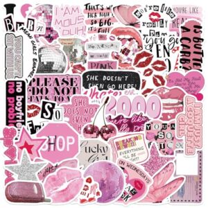 Pink Y2K Fashion Aesthetic Stickers for Girls Women, 50PCS Cool 2000s Trend Waterproof Sticker for Water Bottle, Laptop, Scrapbook, Retro Pop Culture Girls Decals, Y2K Party Supplies (Y2K)
