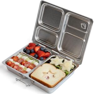 PlanetBox Launch Stainless Steel Lunchbox Replacement - Brushed Finish, Recycled Bento Box Container for Kids and Adults, Sustainable Lunch Box