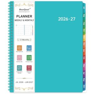Planner 2026-2027 - Academic Planner 2026-2027, July 2026 - June 2027, 9" x 11" Planner Weekly and Monthly with Tabs, 26-27 Calendar Planner, Monthly Tabs, Premium Paper, Inner Pocket, Lake Green