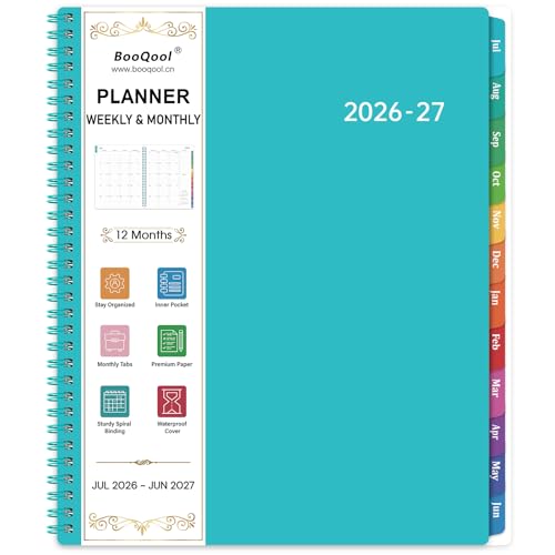 Planner 2026-2027 - Academic Planner 2026-2027, July 2026 - June 2027, 9" x 11" Planner Weekly and Monthly with Tabs, 26-27 Calendar Planner, Monthly Tabs, Premium Paper, Inner Pocket, Lake Green
