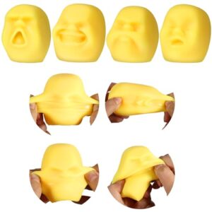 Poen 4 Pcs Human Face Fidget Toys, Funny Emotion Sensory Toys, Yellow