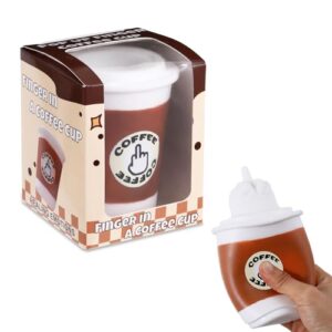 Pop Up Finger Gag Gifts, 4 Inch Coffee Cup White Elephant Gifts for Adults