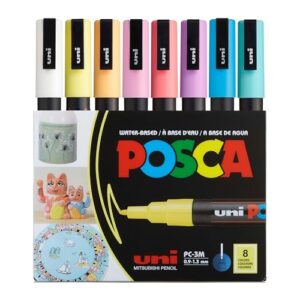POSCA® PC-3M Paint Markers, Fine Tip (0.9-1.3mm), Soft Colors, 8 Pack