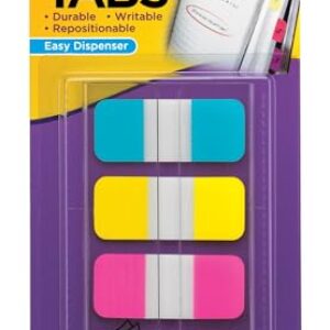 Post-it Sticky Tabs, .625 in. x 1.5 in., 4 Pads of Book Tabs in Assorted Bright Colors for Bookmarking, Annotating, Reading, and Reminders, Pink, Purple, Yellow, and Blue Colors (40 Total Count)