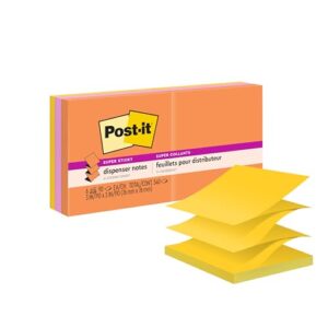 Post-it Super Sticky Dispenser Notes, 3 x 3 in, Energy Boost, 6 Pads