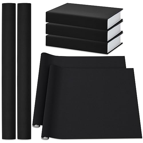 Preboun 2 Rolls Book Cloth for Binding 40 x 16 Inch Fabric Surface and Paper Backed Bookcover Lasting Strong Archival Bookbinding Supplies for Covering Books Album Scrapbooking Crafts DIY, Black