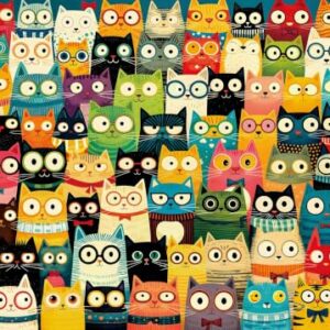 PULEZZFORU Cat with Glasses Puzzle for Adults 1000 Pieces