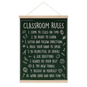 Pykfrhh Retro Classroom Theme Canvas Banner Wall Decor, English Teacher Gifts, 16"x12" Hanging Banner Art, Perfect for Classrooms, Libraries, and More