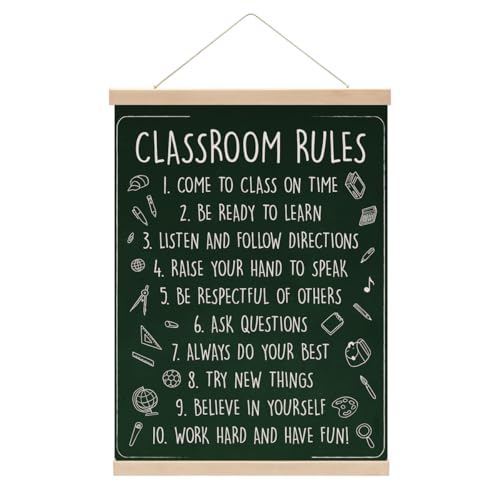 Pykfrhh Retro Classroom Theme Canvas Banner Wall Decor, English Teacher Gifts, 16"x12" Hanging Banner Art, Perfect for Classrooms, Libraries, and More